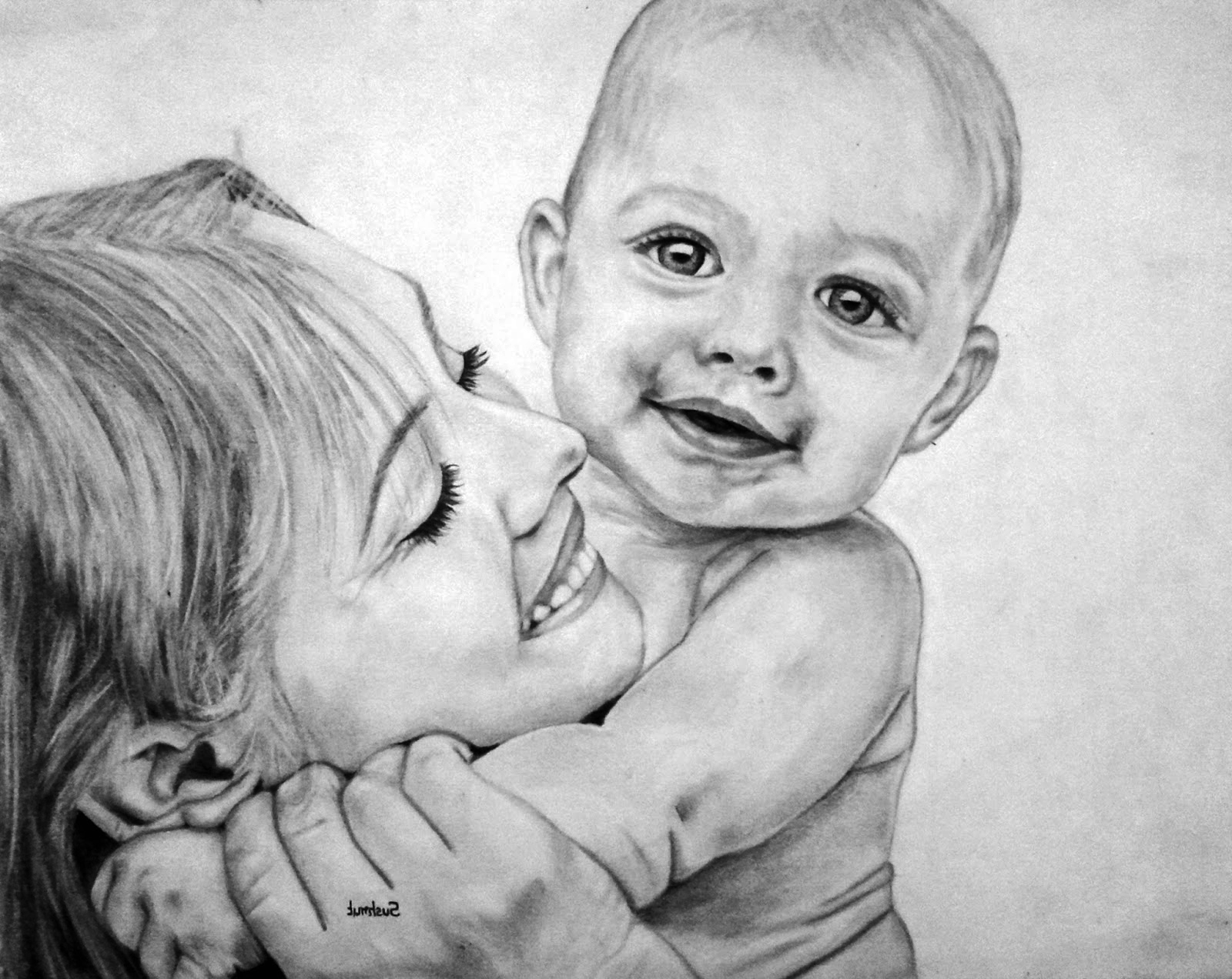 Dessin d’une mère portant son enfant
